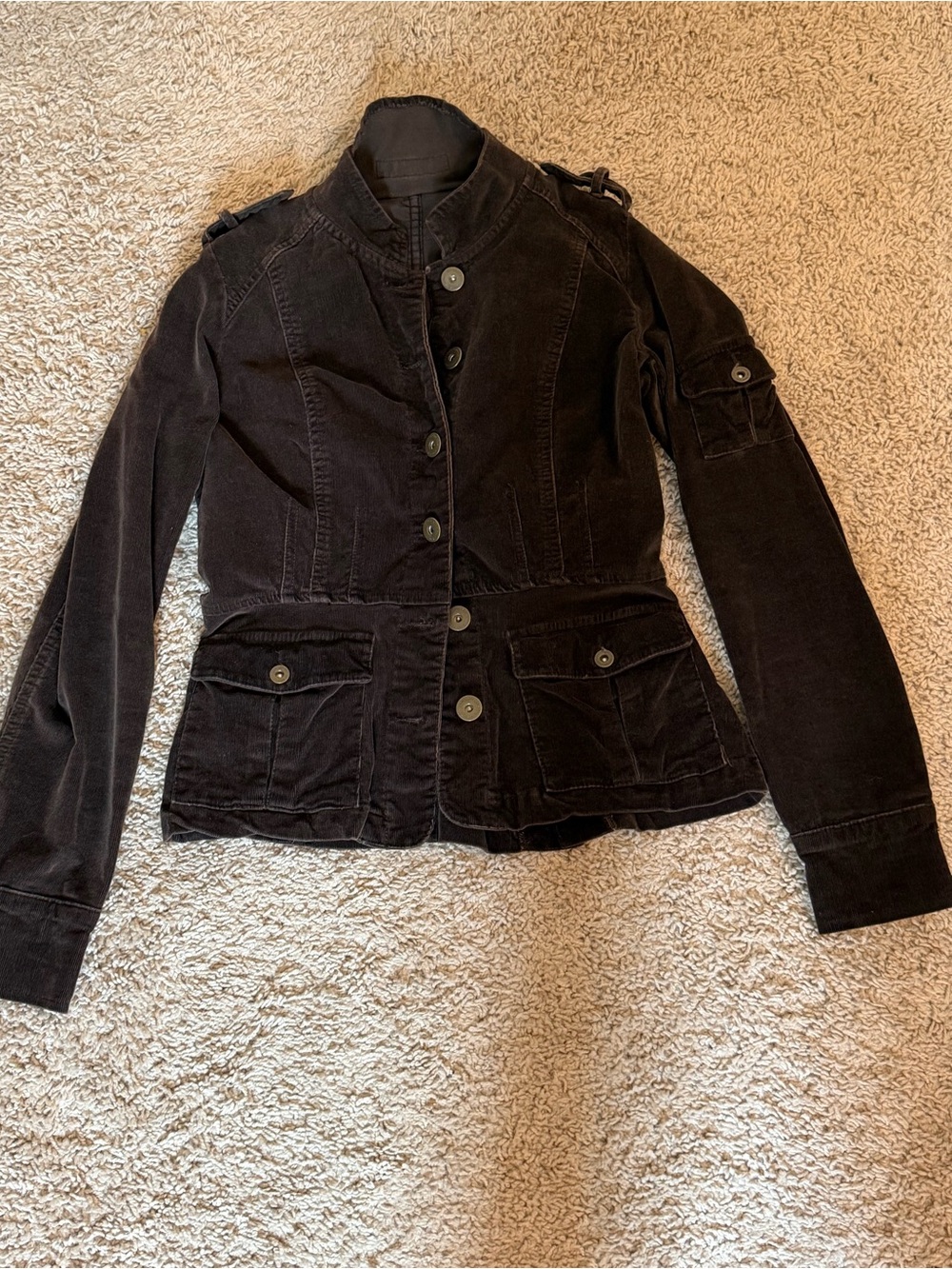 Women’s Chocolate Brown Button-Front Military Jacket